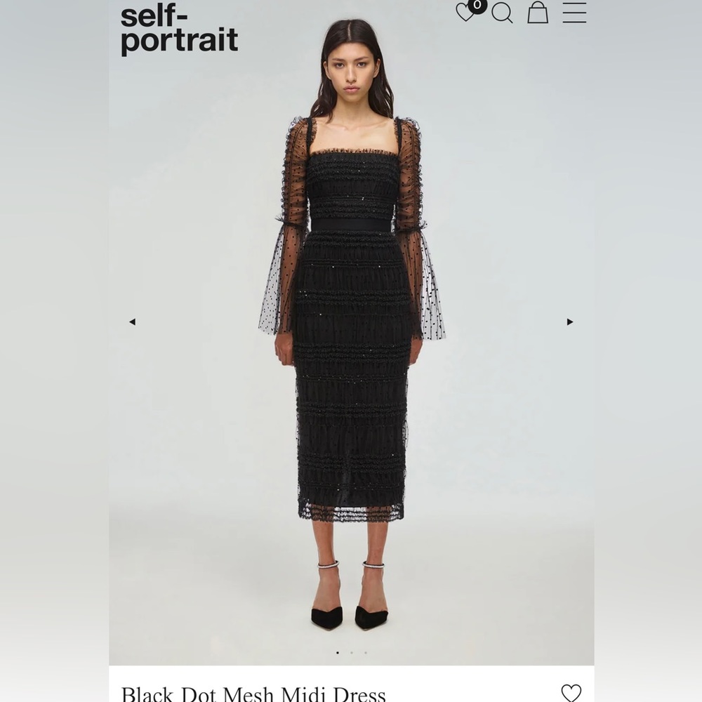 NWT Self Portrait black dot mesh midi dress - size US 6